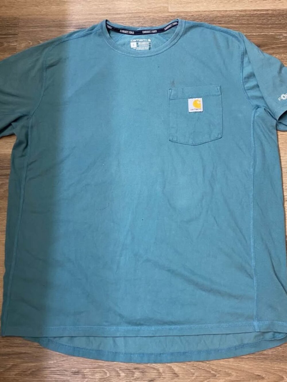 Carhartt Force Men’s Large Relaxed Fit Pocket T-Shirt Dark Aqua Blue Short Sleev